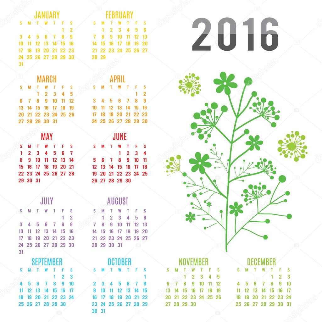Infrarood Kostuums segment Kalender 2016 Flower Vector — Stok Vektor © Ienjoyeverytime #91023298