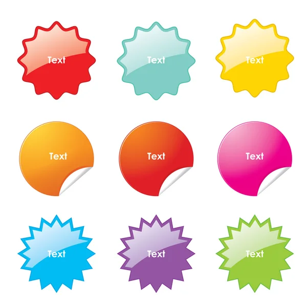 Set multi kleuren stickers met afgeronde hoeken in verschillende vormen. Vectorillustratie. — Stockvector