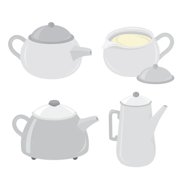 Kettle Teakettle Pot Cartoon Vector - Stok Vektor