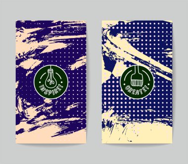 Soyut fırça darbelerine sahip yaratıcı kartlar