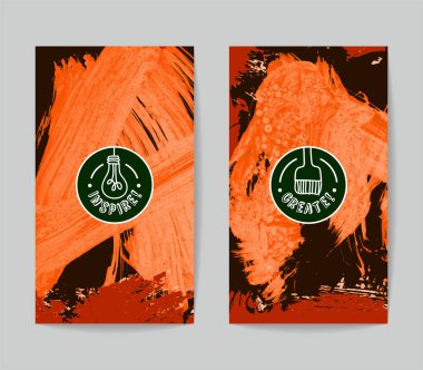 Soyut fırça darbelerine sahip yaratıcı kartlar