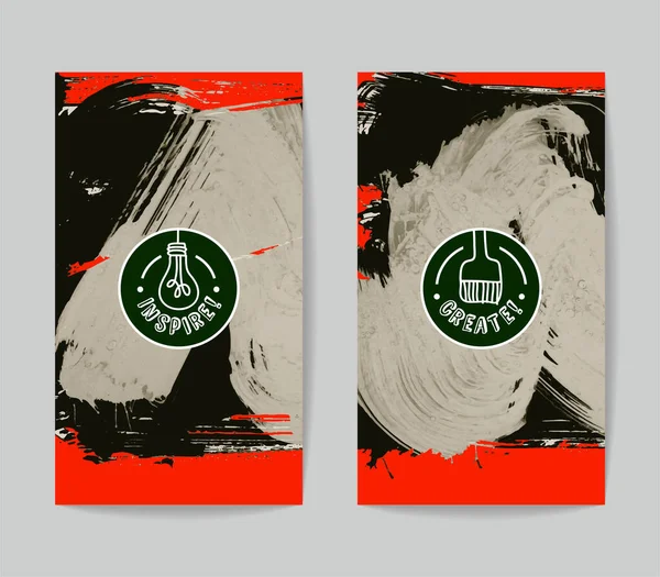 Cartes Créatives Avec Coups Pinceau Abstraits — Image vectorielle