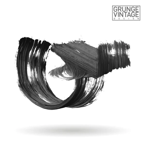 Černý Tah Štětcem Textura Grunge Vektor Abstraktní Ruční Malovaný Prvek — Stockový vektor