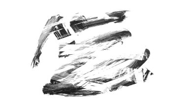 beyaz arkaplanda siyah mürekkep fırçası darbeleri