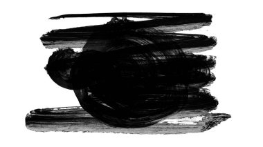 beyaz arkaplanda siyah mürekkep fırçası darbeleri