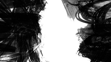 beyaz arkaplanda siyah mürekkep fırçası darbeleri