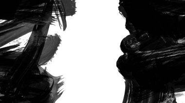 beyaz arkaplanda siyah mürekkep fırçası darbeleri