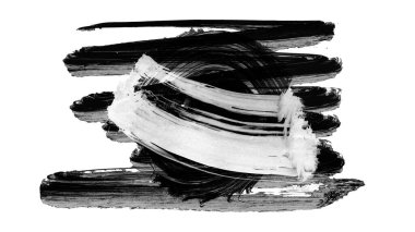 Siyah fırça darbesi ve doku. Grunge soyut elle boyanmış elementler. 