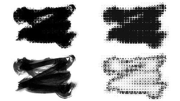 set of black brushes isolated on white background