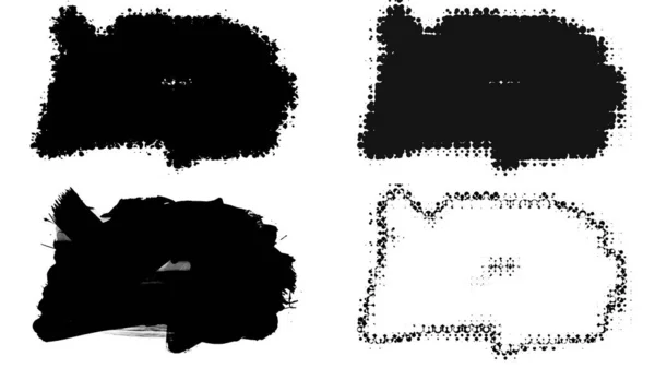 black grunge ink brush strokes on white background