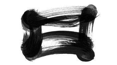 Siyah fırça darbesi ve doku. Grunge vektör soyut el boyalı element. Altı çizili ve sınır tasarımı.