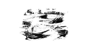 beyaz arkaplanda siyah mürekkep fırçası darbeleri