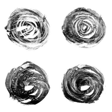 Siyah fırça darbesi ve doku. Grunge soyut elle boyanmış elementler. 