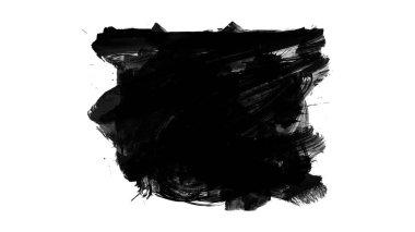 Siyah fırça darbesi dokusu. Grunge soyut elle boyanmış element.