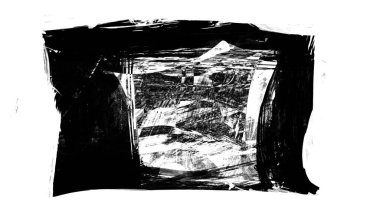 beyaz arkaplanda siyah grunge mürekkep fırça darbeleri