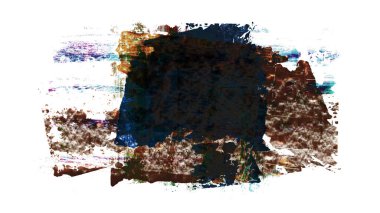 Siyah ve renkli boya karışımı, fırça darbesi ve doku. Grunge soyut elle boyanmış elementler. 