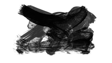 beyaz arkaplanda siyah grunge mürekkep fırça darbeleri