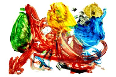 Siyah ve renkli boya karışımı, fırça darbesi ve doku. Grunge soyut elle boyanmış elementler. 