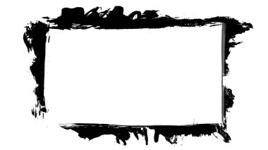Siyah fırça darbesi ve doku. Grunge vektör soyut el boyalı element. Altı çizili ve sınır tasarımı.