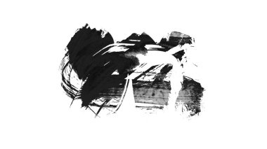 beyaz arkaplanda siyah mürekkep fırçası darbeleri