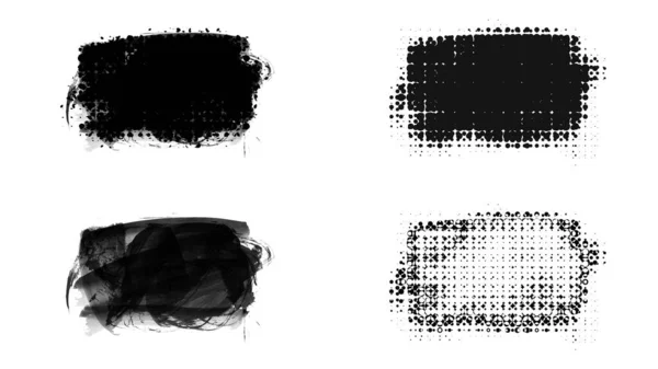 black grunge ink brush strokes on white background