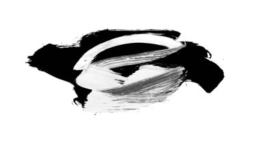 Siyah fırça darbesi ve doku. Grunge soyut elle boyanmış elementler. Altı çizili ve sınır tasarımı.