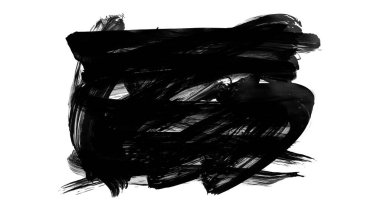 Siyah fırça darbesi ve doku. Grunge soyut elle boyanmış elementler. 