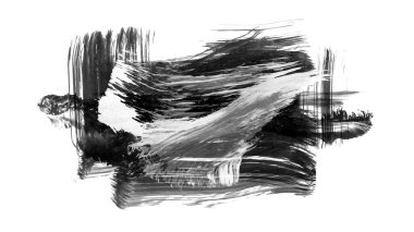 Siyah fırça darbesi ve doku. Grunge soyut elle boyanmış elementler. Altı çizili ve sınır tasarımı.