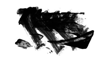 beyaz arkaplanda siyah grunge mürekkep fırça darbeleri