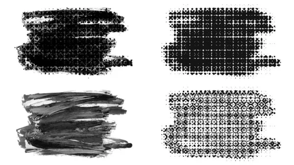 set of black brushes isolated on white background