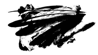 Siyah fırça darbesi ve doku. Grunge soyut elle boyanmış elementler. 