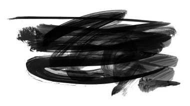 Siyah fırça darbesi ve doku. Grunge soyut elle boyanmış elementler. 