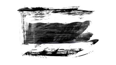 Siyah fırça darbesi ve doku. Grunge soyut elle boyanmış elementler. Altı çizili ve sınır tasarımı.