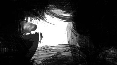 Siyah fırça darbesi dokusu. Grunge soyut elle boyanmış element. 