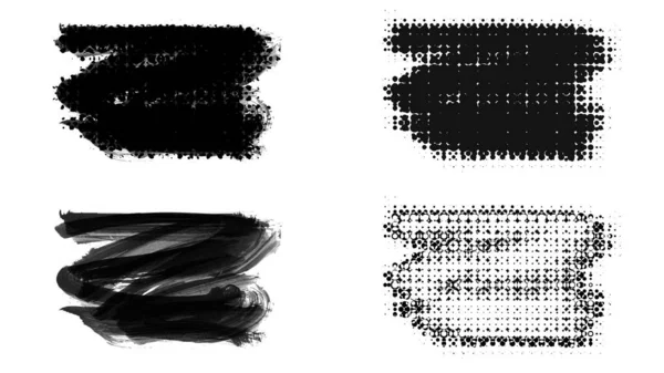 set of black brushes isolated on white background