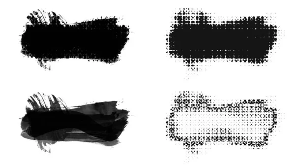 black grunge ink brush strokes on white background