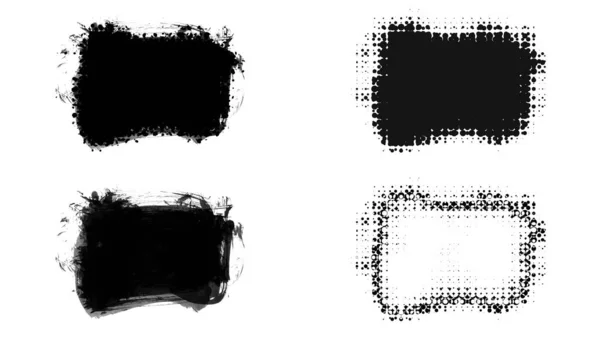 black grunge ink brush strokes on white background