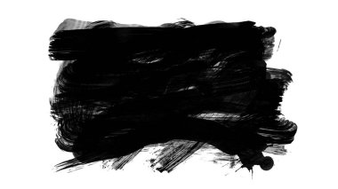 Siyah fırça darbesi ve doku. Grunge soyut elle boyanmış elementler. Altı çizili ve sınır tasarımı.