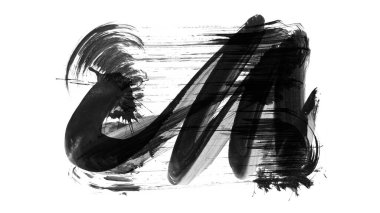 Siyah fırça darbesi ve doku. Grunge vektör soyut el boyalı element. Altı çizili ve sınır tasarımı.