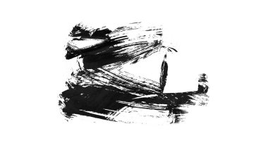 beyaz arkaplanda siyah mürekkep fırçası darbeleri