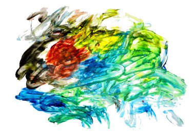 Siyah ve renkli boya karışımı, fırça darbesi ve doku. Grunge soyut elle boyanmış elementler. 