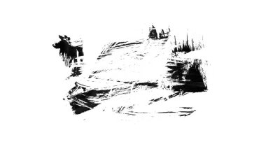 beyaz arkaplanda siyah mürekkep fırçası darbeleri