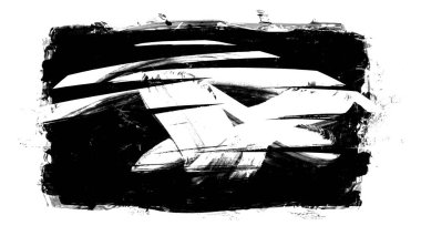 Siyah fırça darbesi ve doku. Grunge soyut elle boyanmış elementler. Altı çizili ve sınır tasarımı.