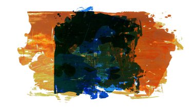 Siyah ve renkli boya karışımı, fırça darbesi ve doku. Grunge soyut elle boyanmış elementler. 