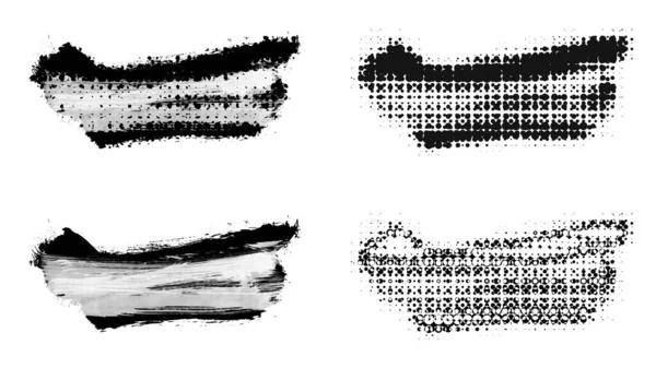 black grunge ink brush strokes on white background