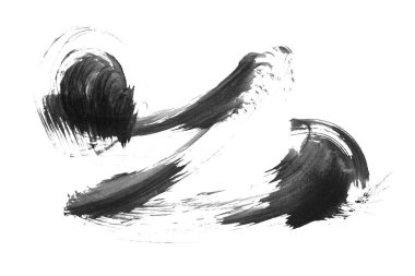 Siyah fırça darbesi ve doku. Grunge soyut elle boyanmış elementler. Altı çizili ve sınır tasarımı.