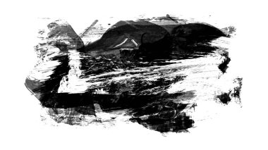 Mürekkep fırçası darbeleri beyaza izole edilmiş. vektör illüstrasyonu.