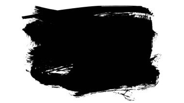 Siyah fırça darbesi ve doku. Grunge vektör soyut el boyalı element. Altı çizili ve sınır tasarımı.