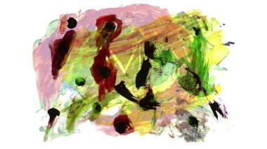 Siyah ve renkli boya karışımı, fırça darbesi ve doku. Grunge soyut elle boyanmış elementler. 