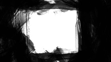 Fırça darbesi ve dokusu olan siyah çerçeve. Grunge soyut elle boyanmış elementler. Altı çizili ve sınır tasarımı.